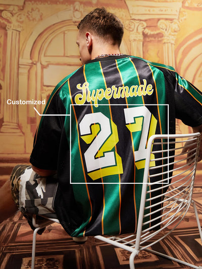 Original Retro Striped Spliced Sports Jersey T-Shirt - 2422