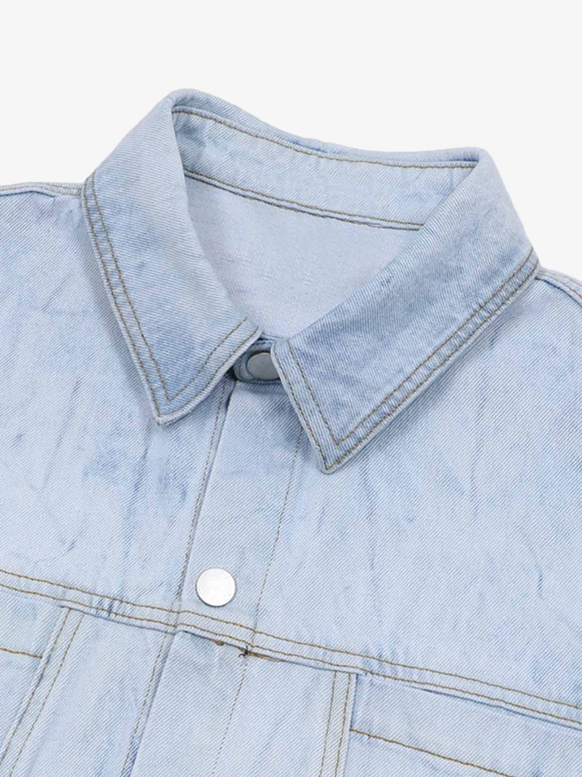 Distressed Washed Workwear Denim Set