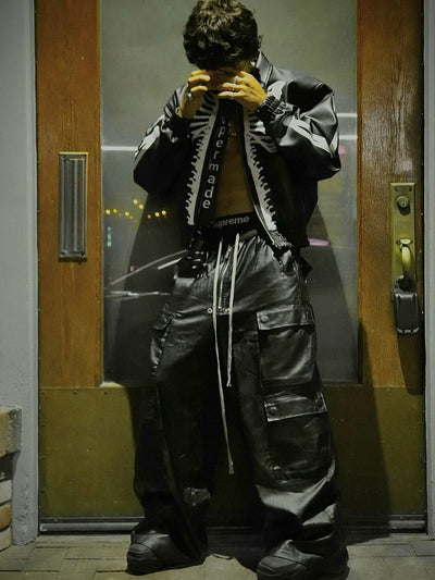 RO-style multi-pocket matte coated overalls - 2094