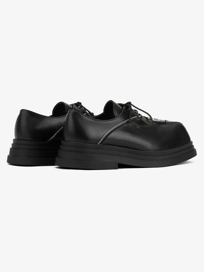 Punk Personality Zipper Design Leather Shoes - 2173