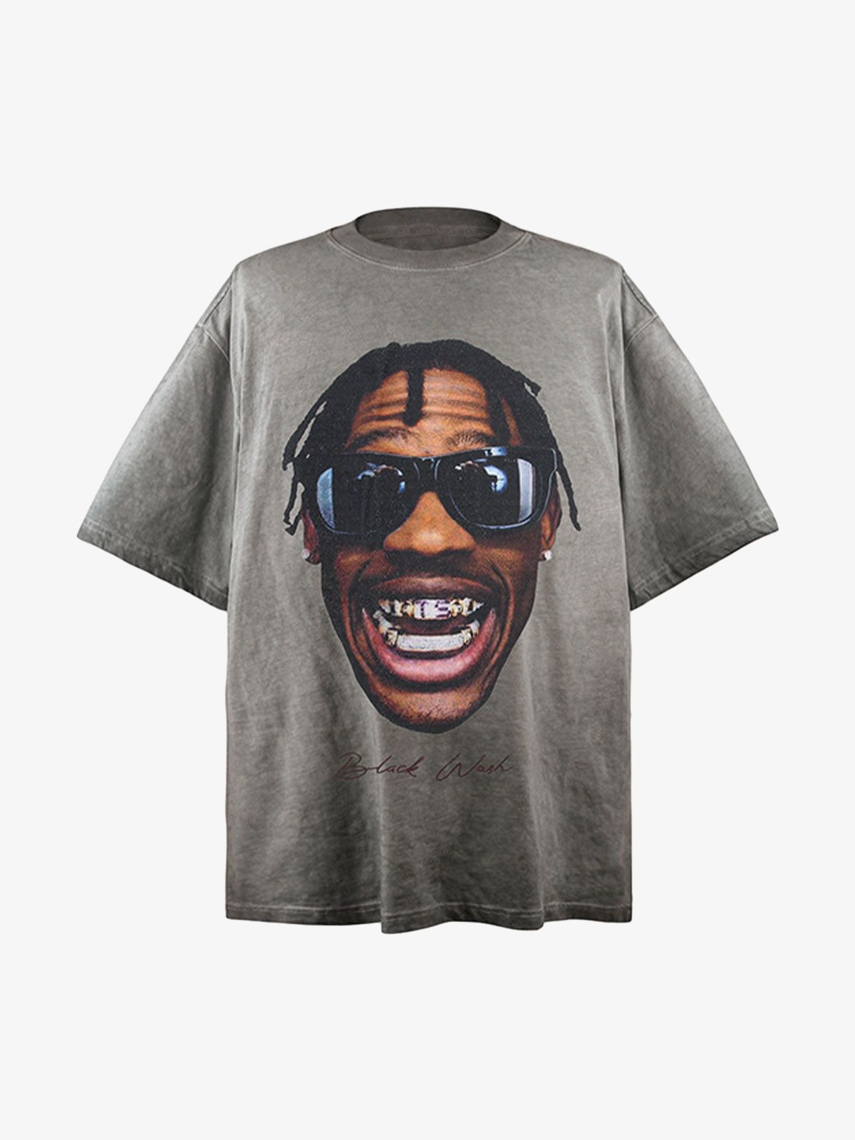 Portrait Print Crew Neck T-Shirt - 2377