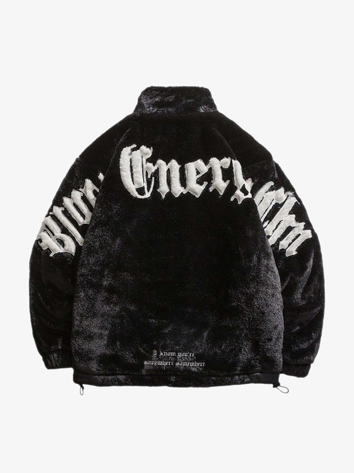 Street Letter Embroidered Fleece Jacket - 1838