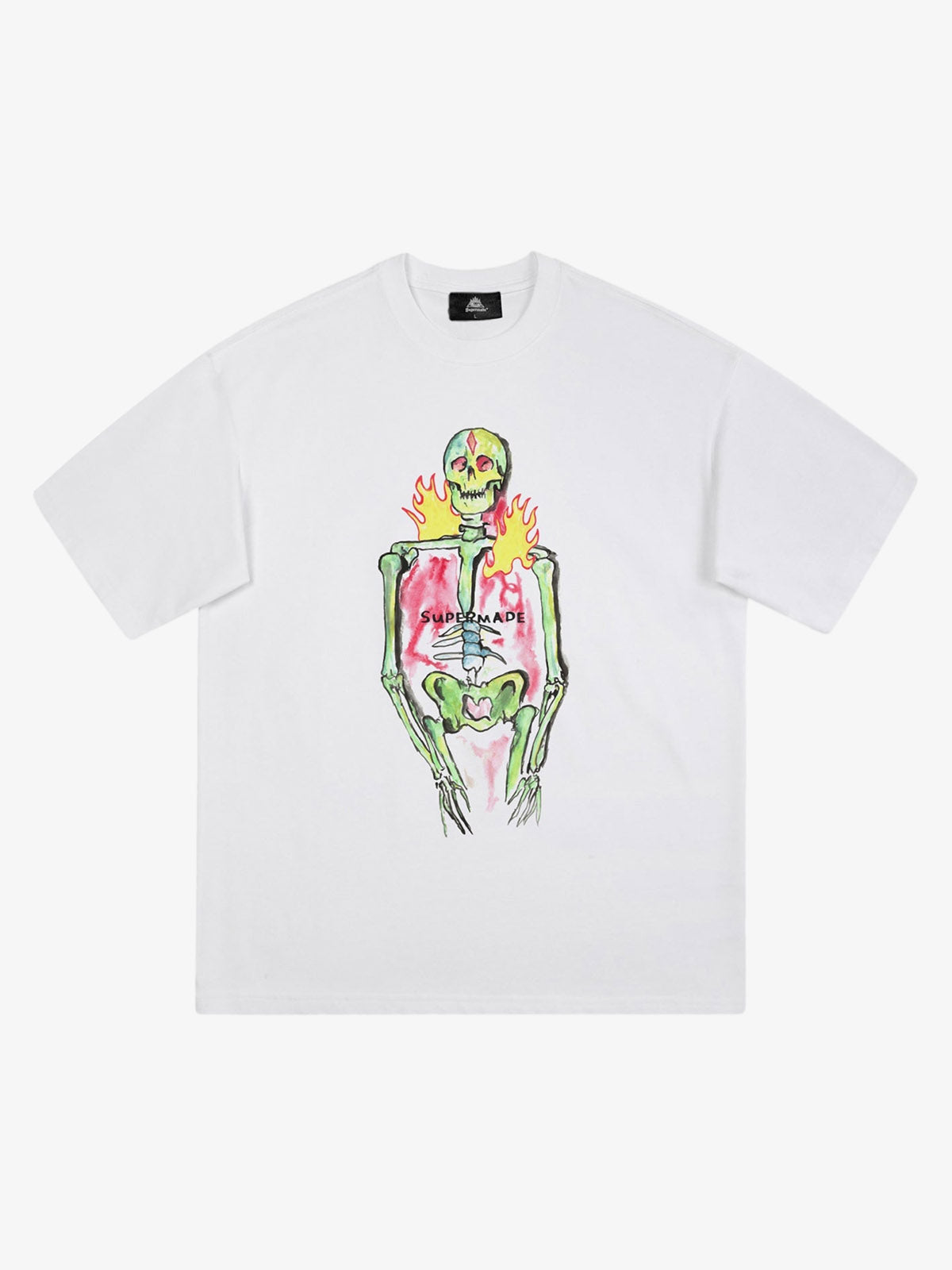 Hand-painted Skull Print T-shirt - 1629