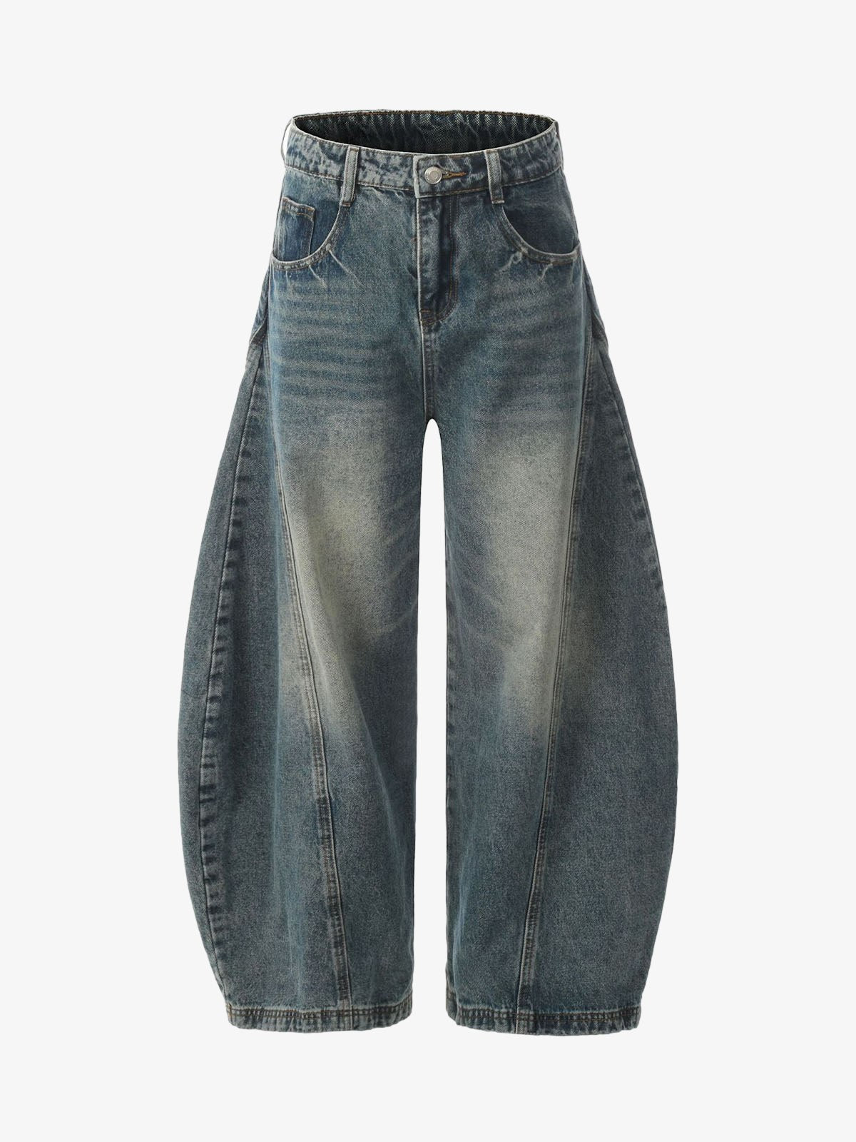 Washed Wide-Leg Balloon Jeans - 2301