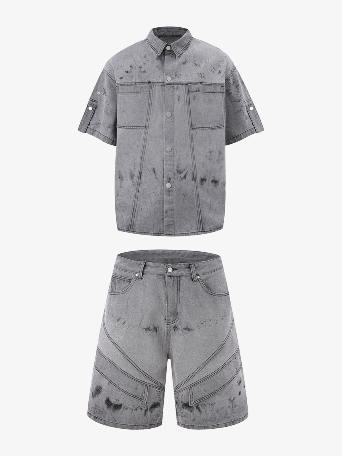 Distressed Washed Workwear Denim Set