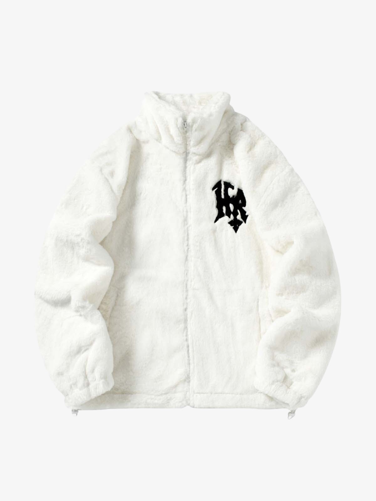 Hip-hop Letter Stand Collar Fur Jacket - 1908