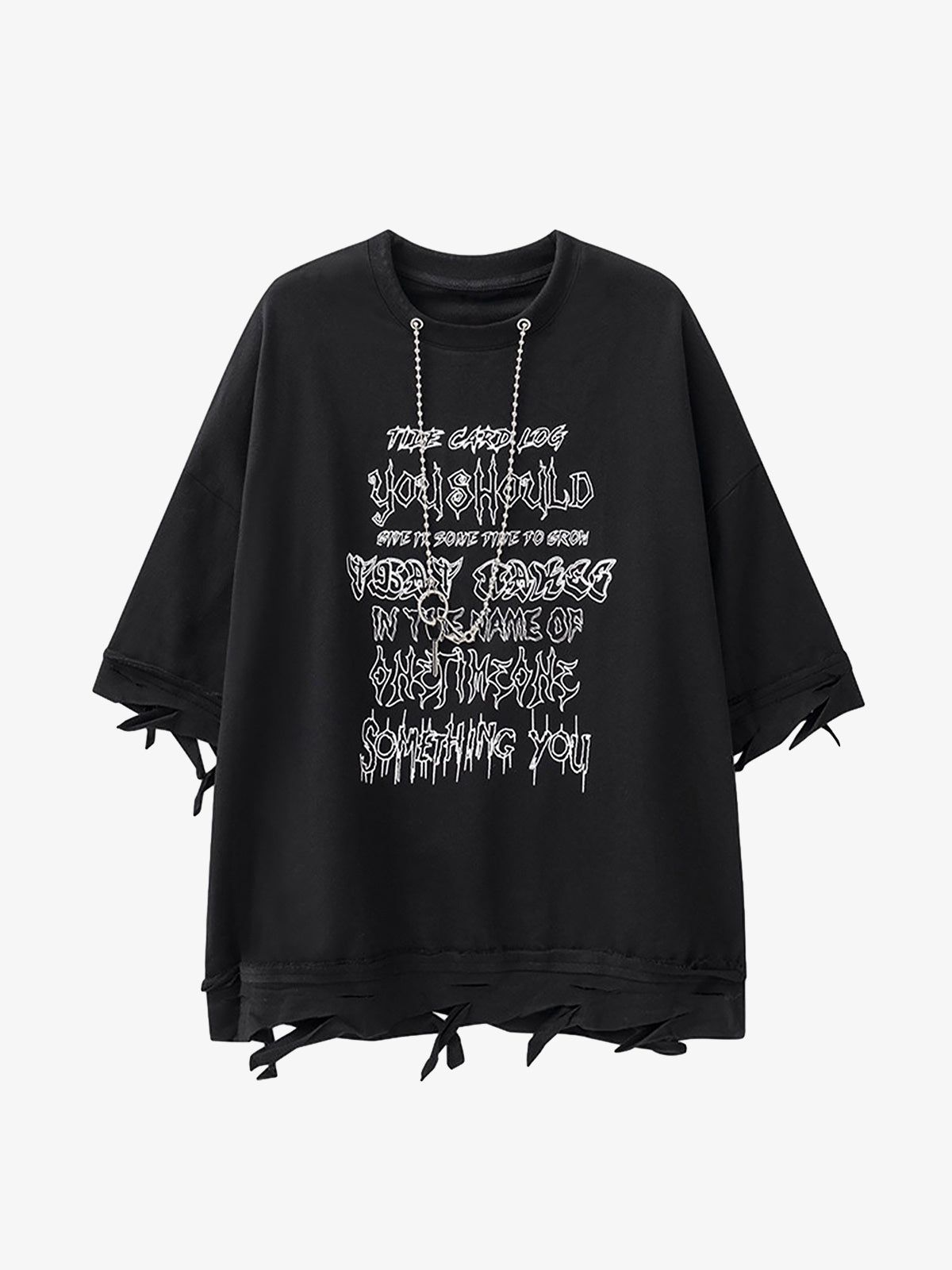 Chain Decorated Oversized T-Shirt - 2278