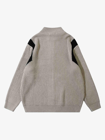 Color Block Zipper Sweater Jacket-1509