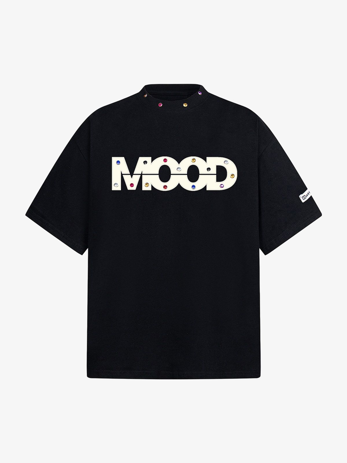 Street Retro MOOD Patch Embroidered Rivet T-shirt