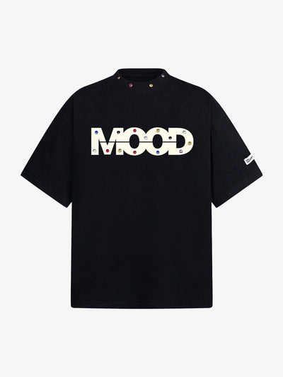 Street Retro MOOD Patch Embroidered Rivet T-shirt