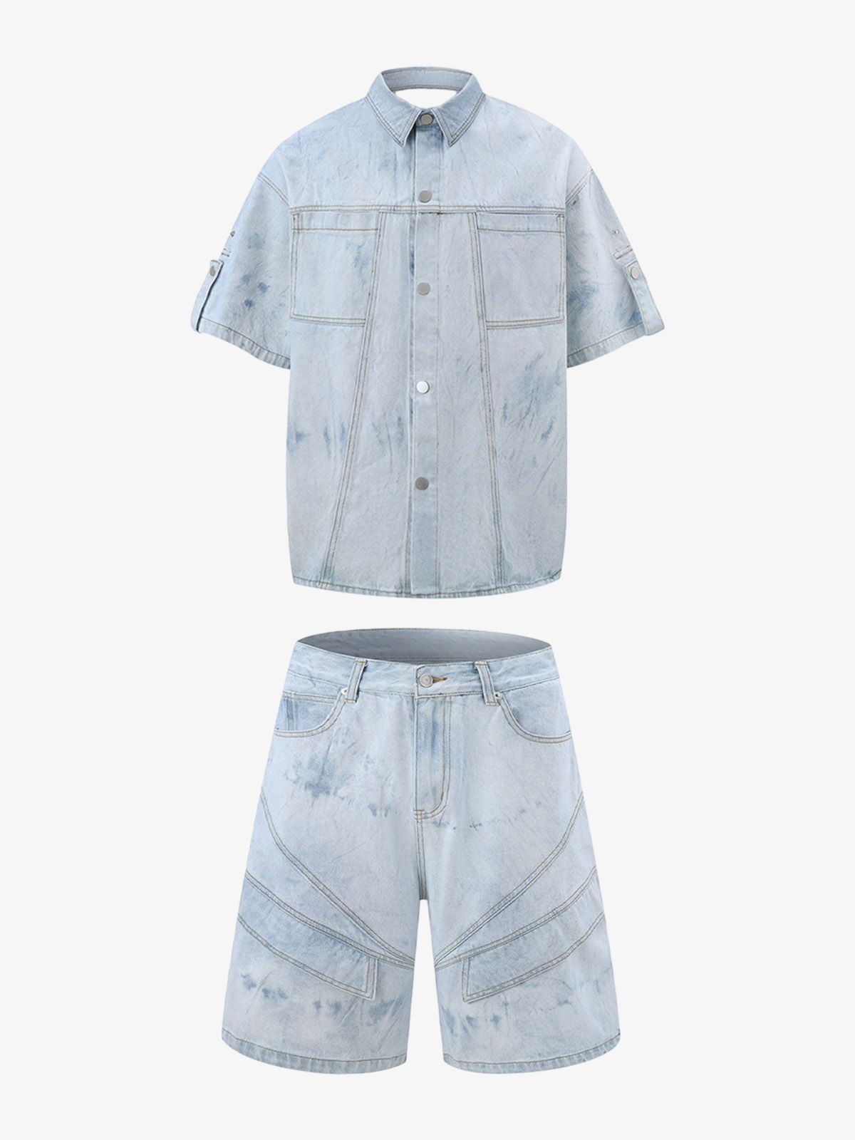 Distressed Washed Workwear Denim Set