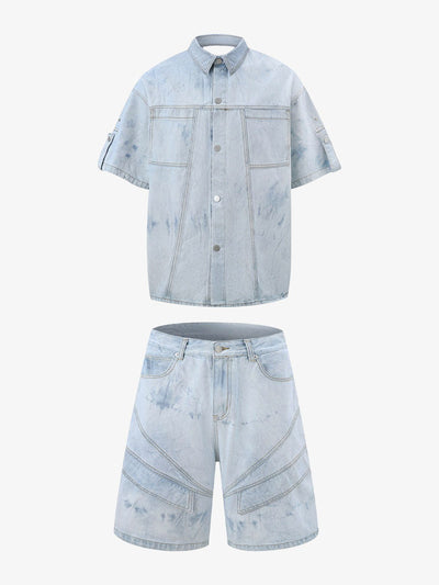 Distressed Washed Workwear Denim Set