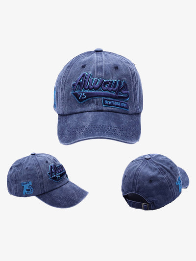 Vintage Embroidered Denim Washed Baseball Cap