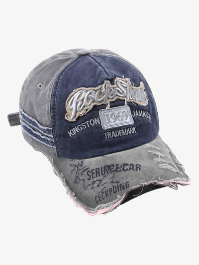 Retro Letter Denim Cap - 2136