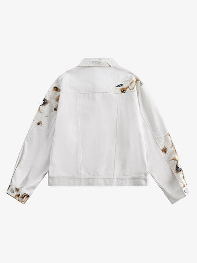 American Retro Lace Patchwork Denim Jacket