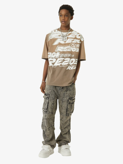 American Street Style Washed Distressed Work Jeans - 2354