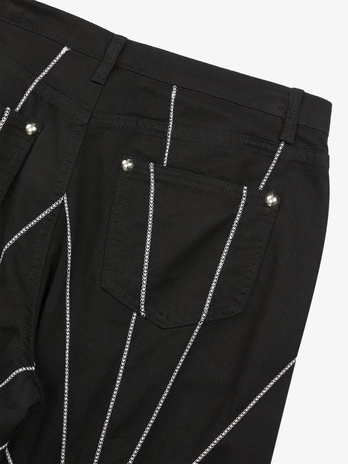 Heavy Spider Web Embroidered Topstitch Jeans