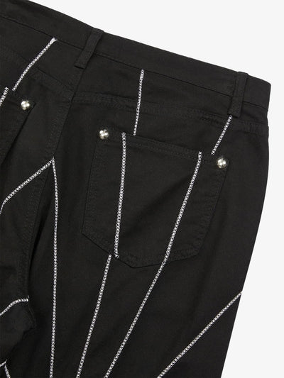 Heavy Spider Web Embroidered Topstitch Jeans