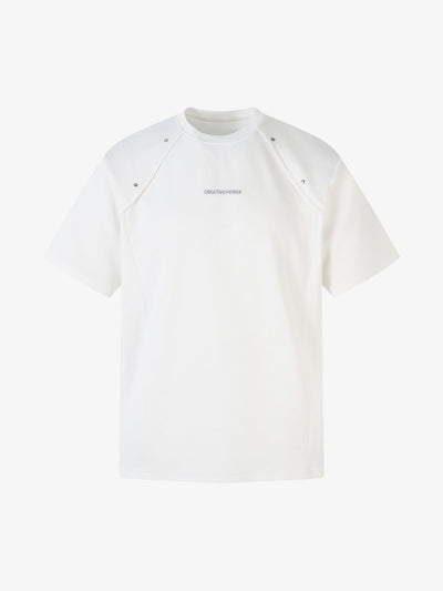 Retro Rivet Letter Embroidered T-shirt