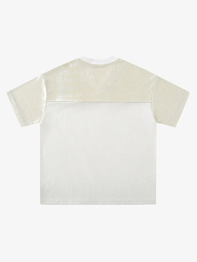 Street Stitching Mesh Character Print T-shirt