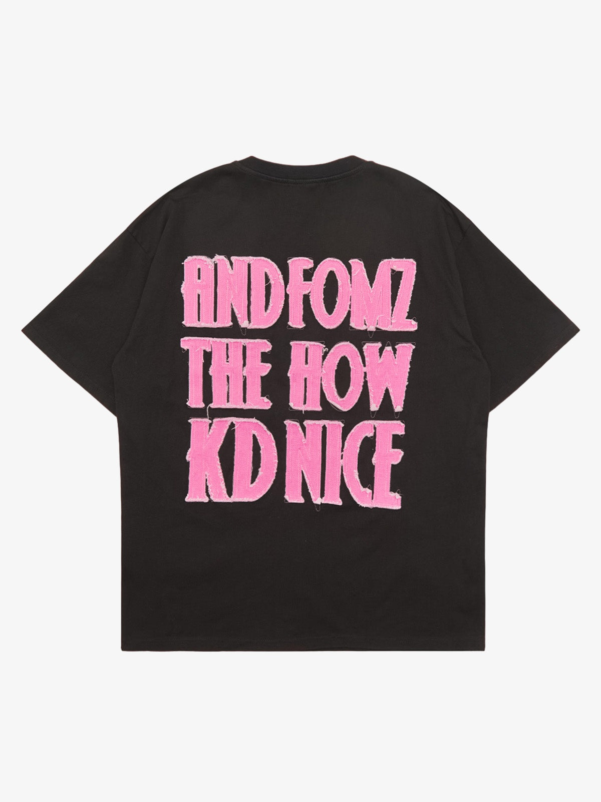 Pink Letter Applique Street Rap T-shirt - 2145