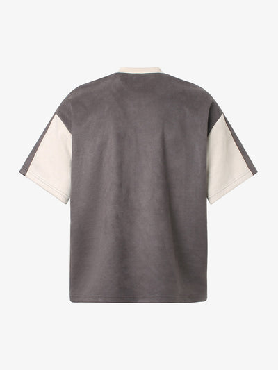Jersey Deconstructed Contrast Color Stitching Print T-shirt - 2407