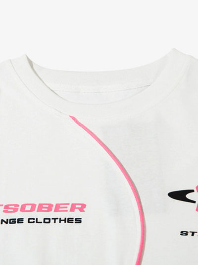 High Street Motorcycle Print Asymmetric T-shirt