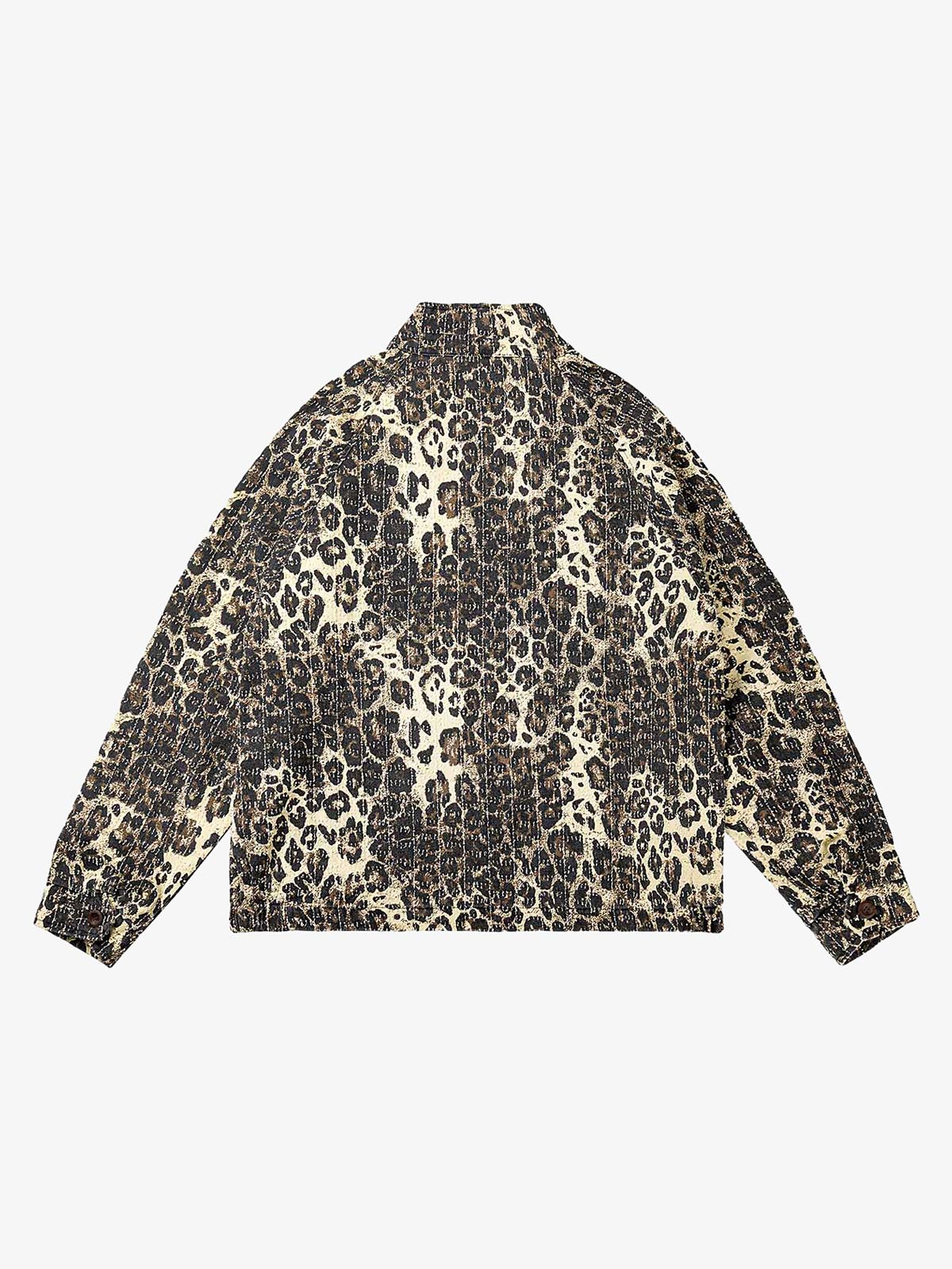 Retro Leopard Printed Denim Jacket