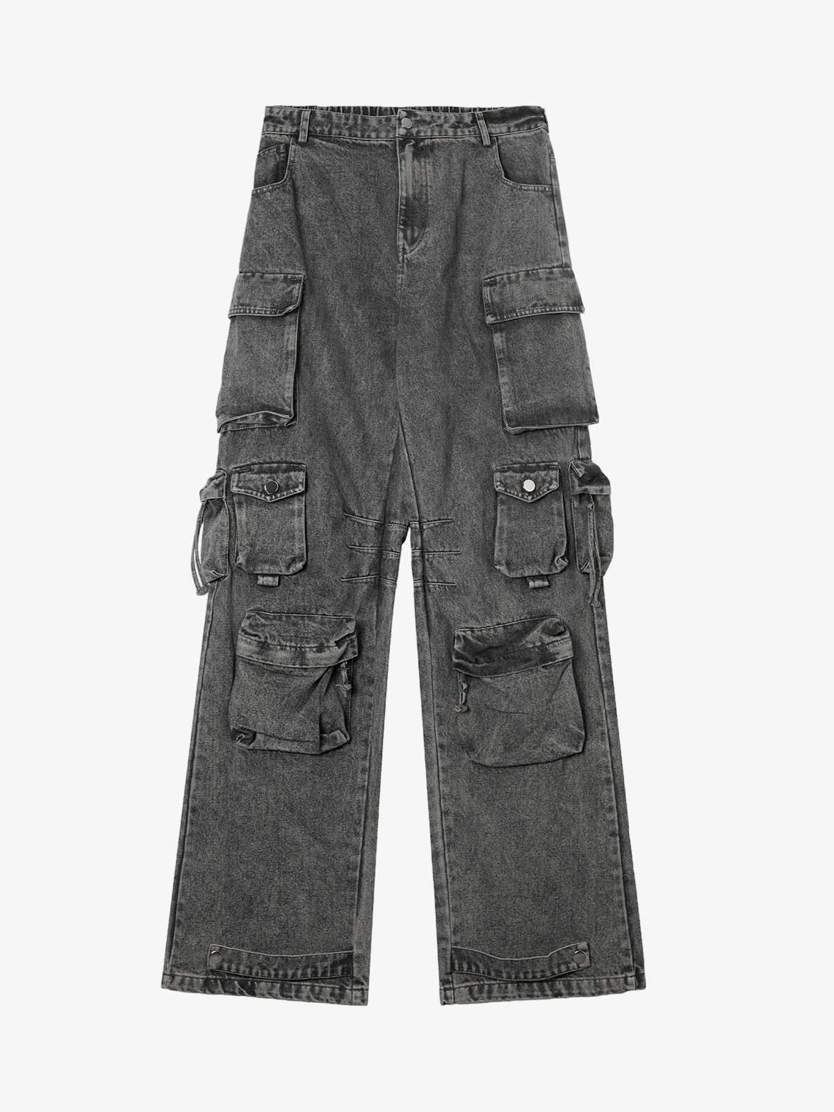 Street Stitching Multi-Pocket Workwear Washed Jeans - 2209