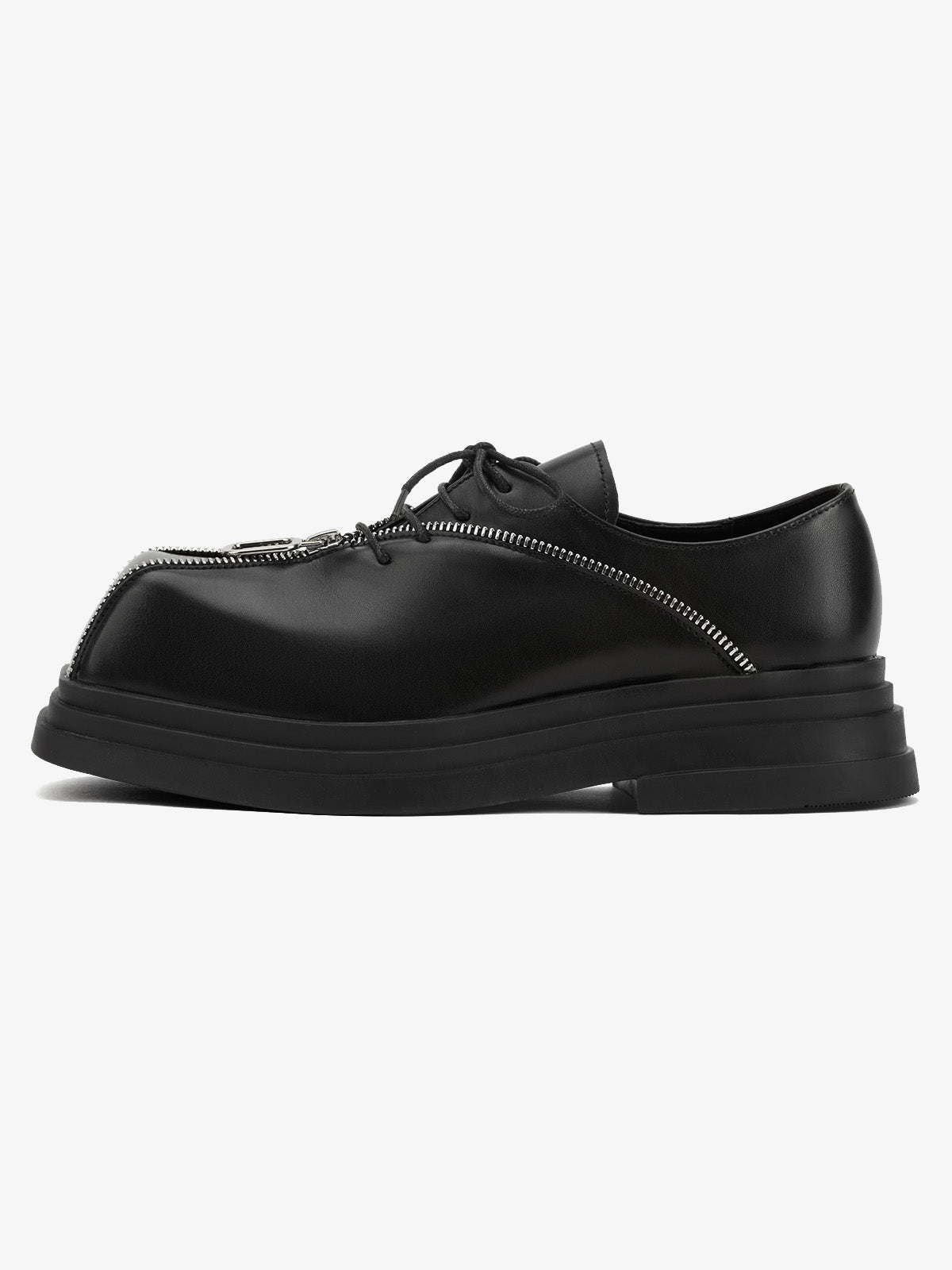 Punk Personality Zipper Design Leather Shoes - 2173