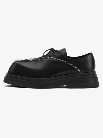 Punk Personality Zipper Design Leather Shoes - 2173
