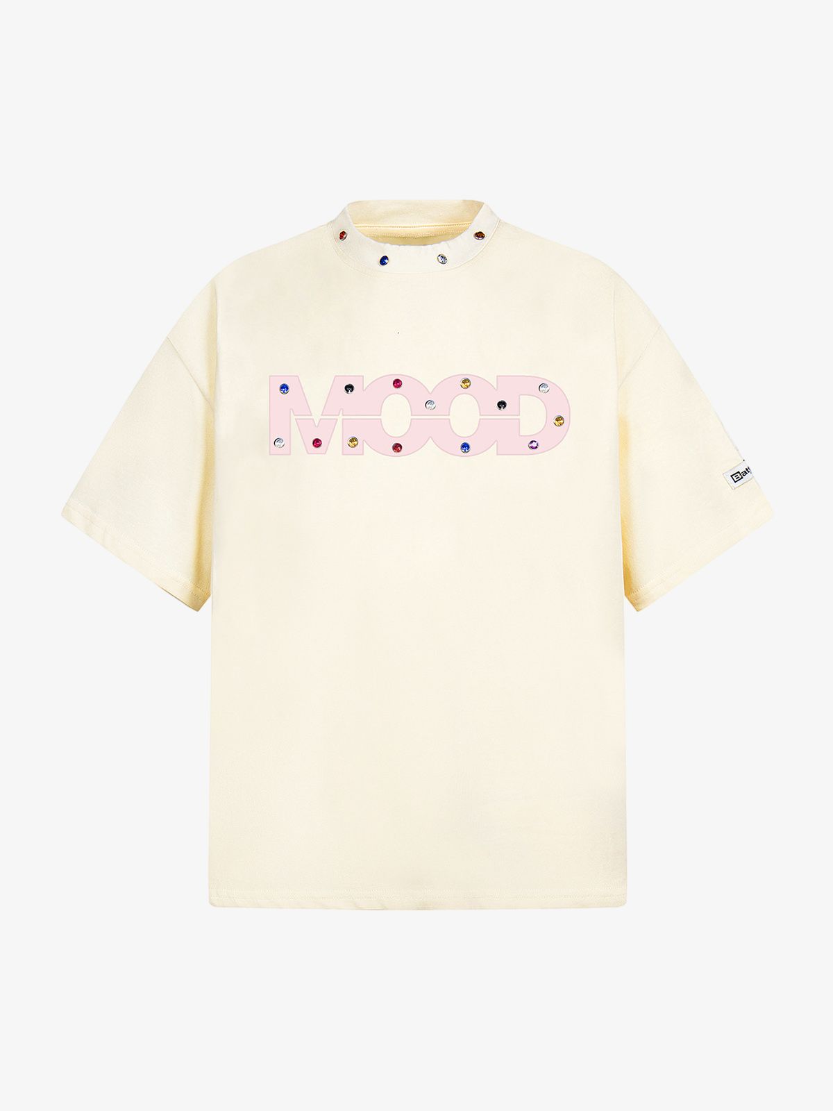 Street Retro MOOD Patch Embroidered Rivet T-shirt