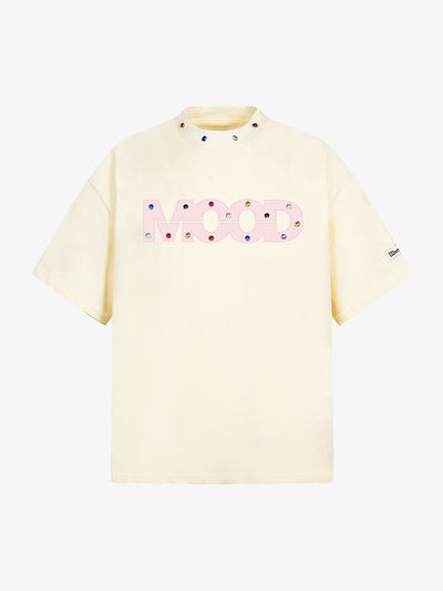 Street Retro MOOD Patch Embroidered Rivet T-shirt