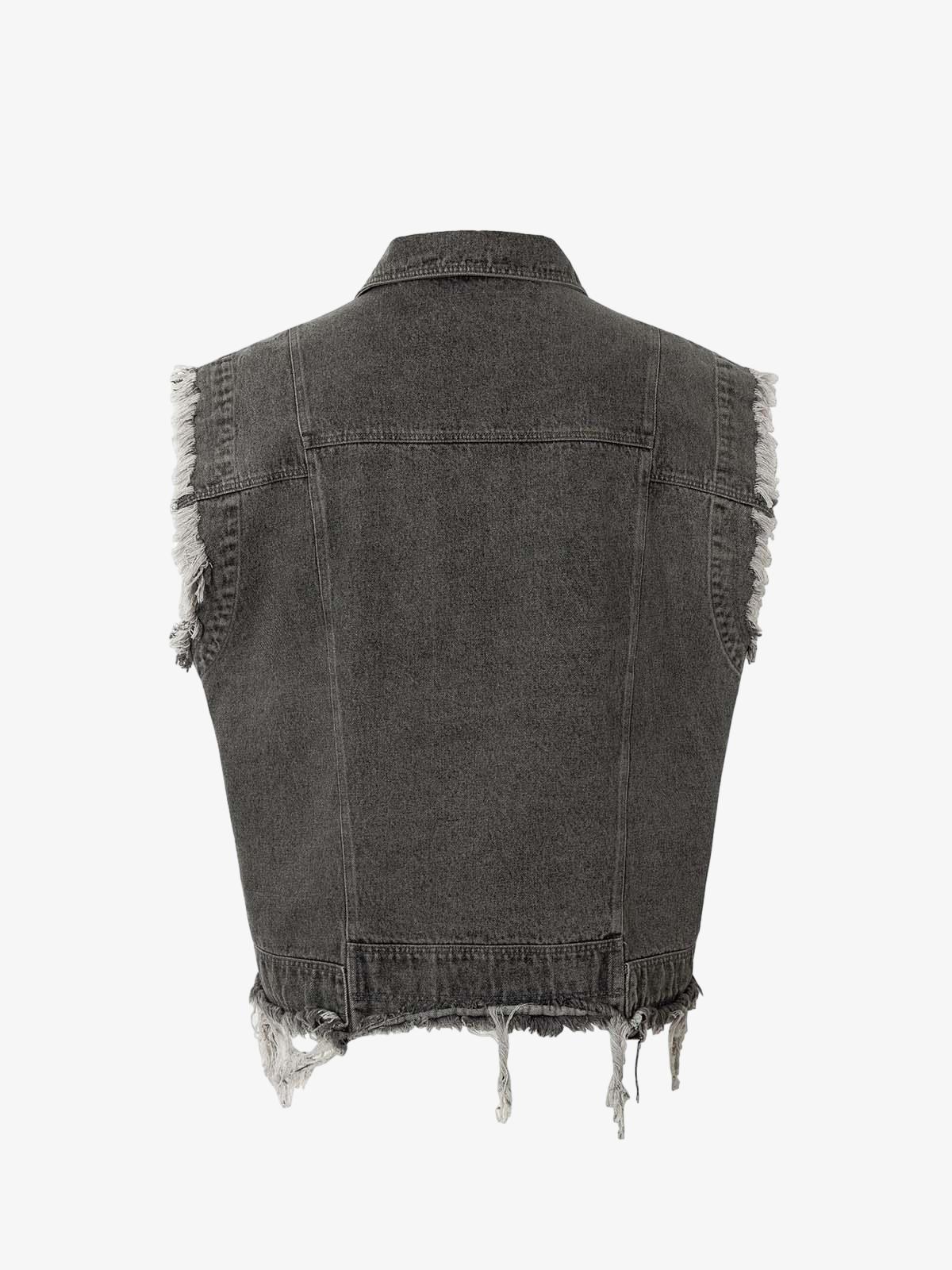Retro Wasteland Rivet Denim Vest - 2299