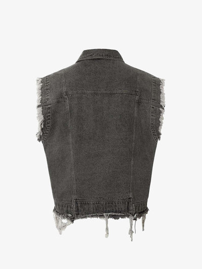 Retro Wasteland Rivet Denim Vest - 2299