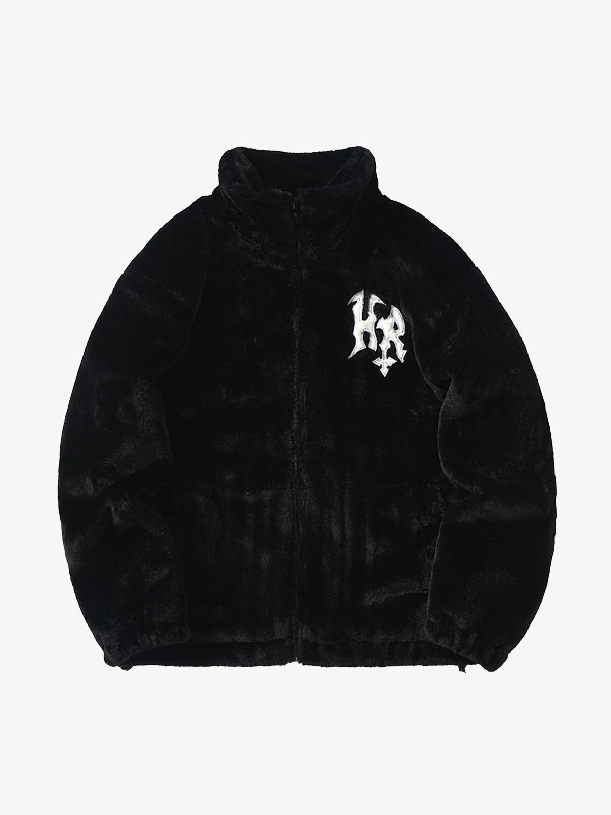 Hip-hop Letter Stand Collar Fur Jacket - 1908