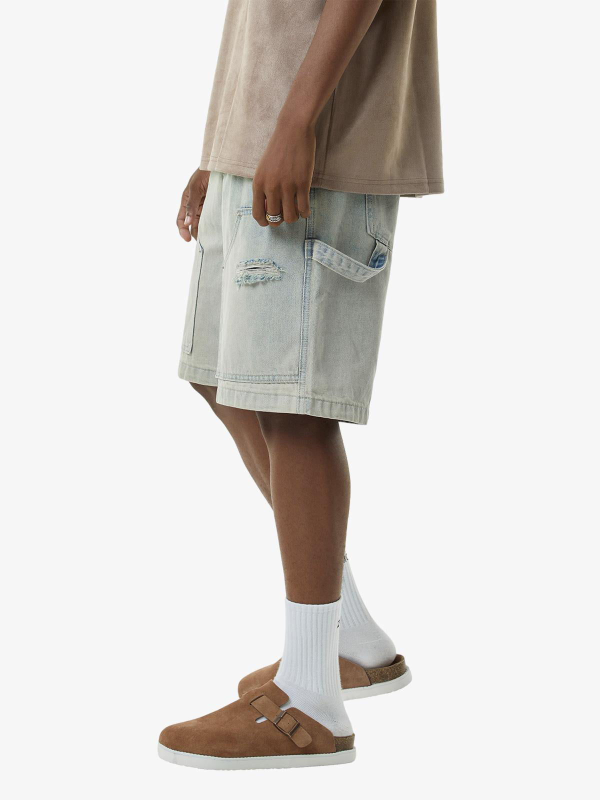 Retro Washed Hip-Hop Shorts
