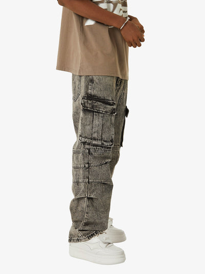 American Street Style Washed Distressed Work Jeans - 2354