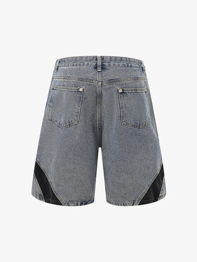 Deconstructed Patchwork Short-Sleeve Cropped Denim Set