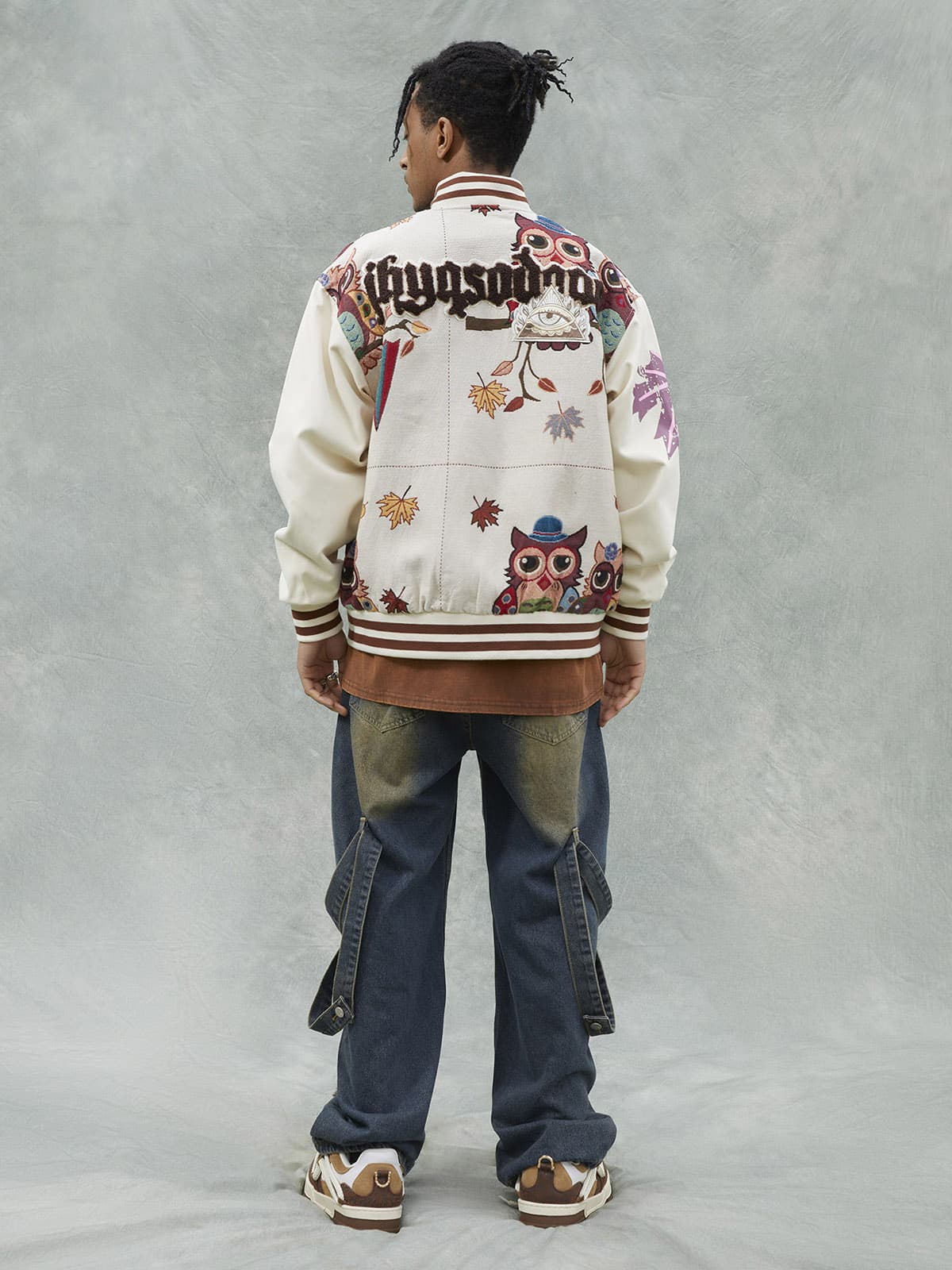 Owl Patch Embroidered Baseball Jersey