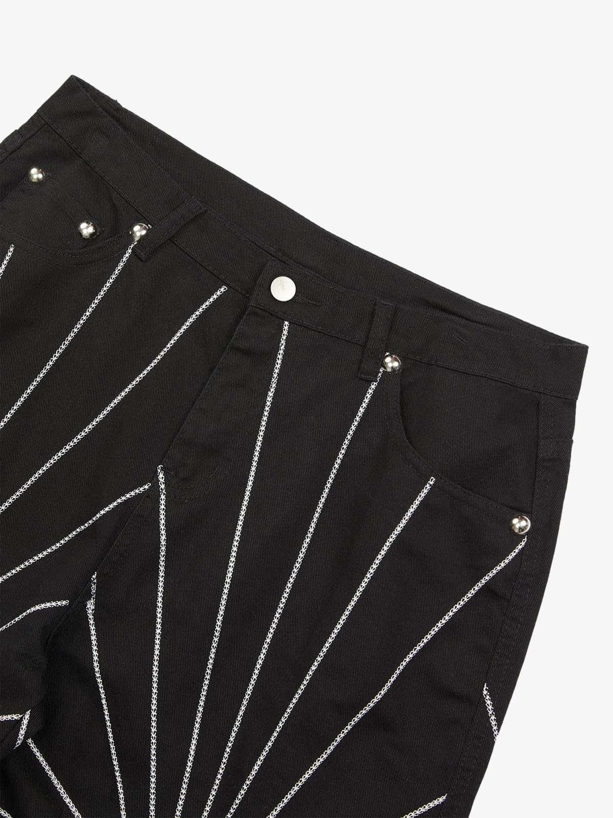 Heavy Spider Web Embroidered Topstitch Jeans
