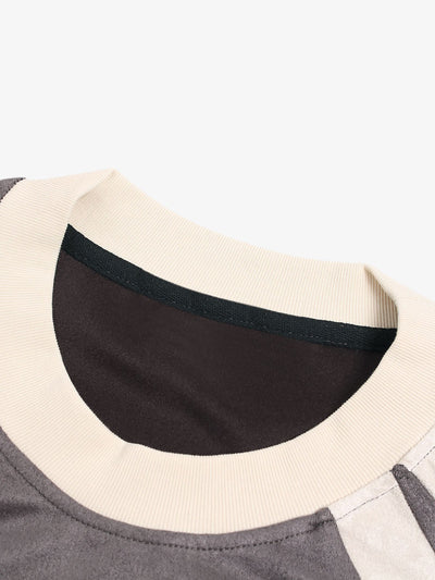 Jersey Deconstructed Contrast Color Stitching Print T-shirt - 2407