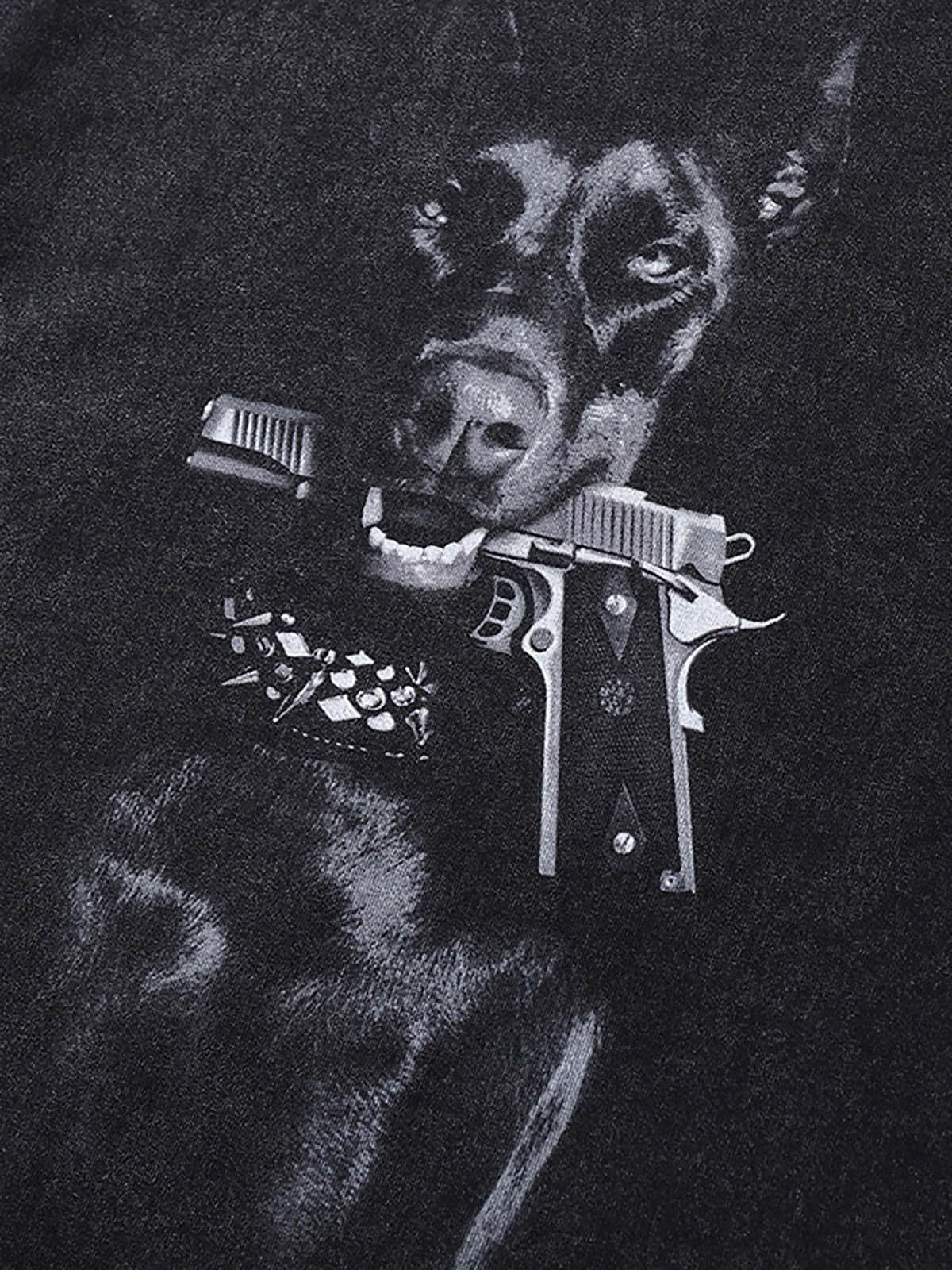 Retro Washed Distressed Doberman Pinscher T-shirt-2202
