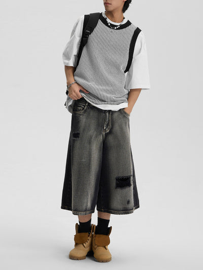 Washed Ripped Vintage Cargo Denim  Jort - 2066