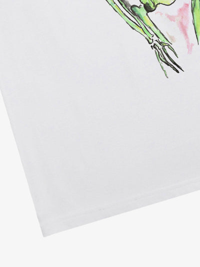 Hand-painted Skull Print T-shirt - 1629