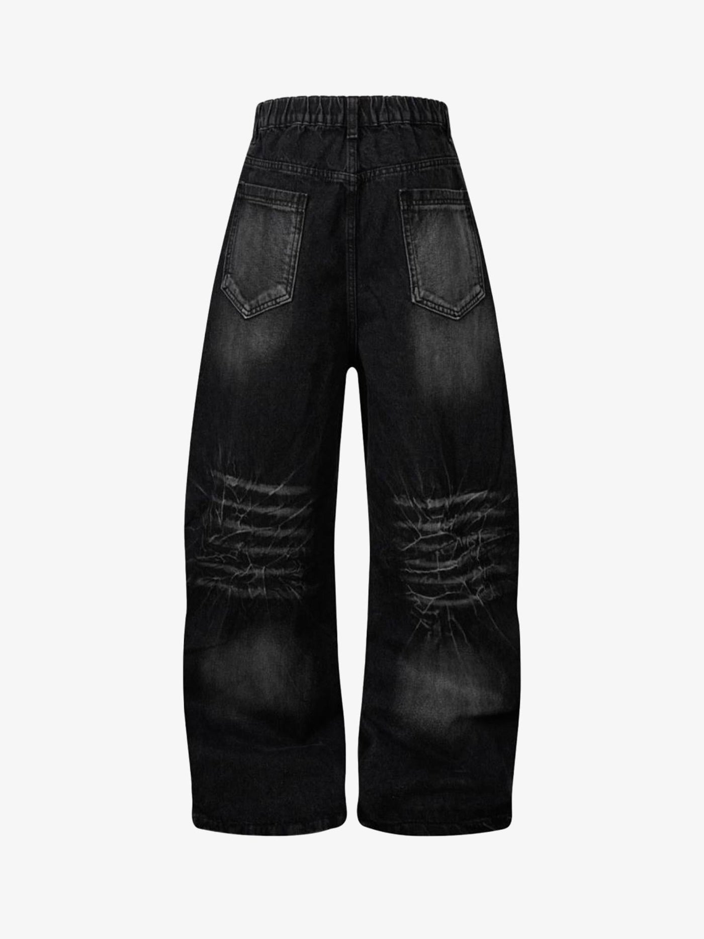 Washed Distressed Deconstructed Split Barrel Jeans - 2359