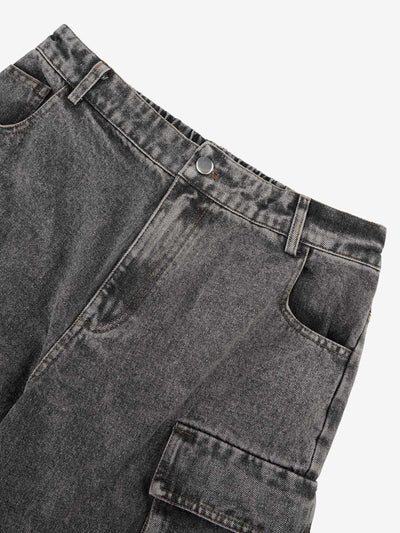 Street Stitching Multi-Pocket Workwear Washed Jeans - 2209