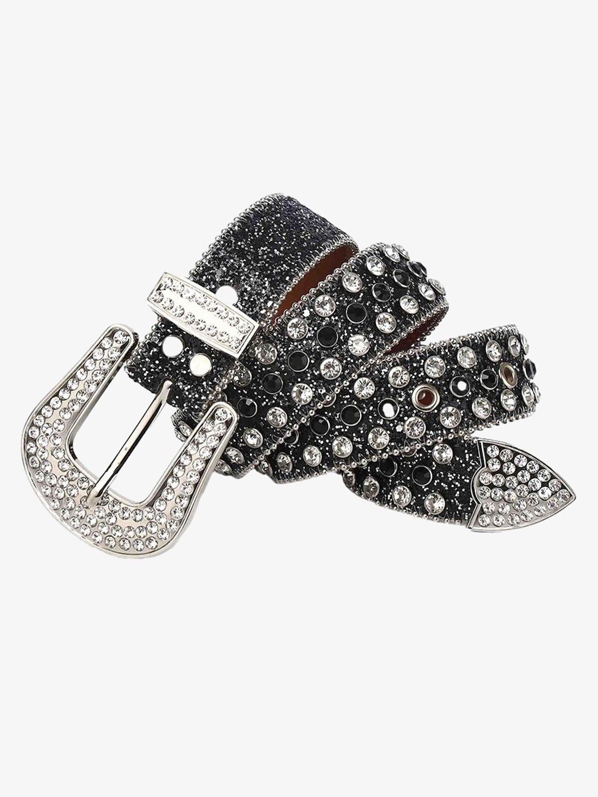 Studded Rhinestone Hip Hop Belt - 1691