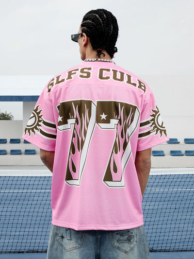 Pink Flame Print Jersey T-shirt - 2390