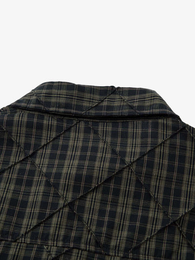 Heavy Plaid Pleated Striped Faux Two-Piece Polo Shirt